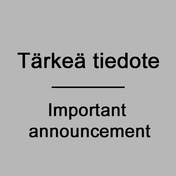 Tiedote / Announcement
