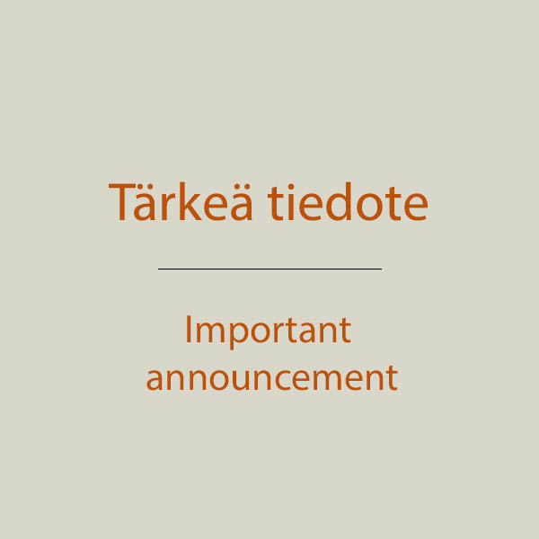 Tiedote / Announcement